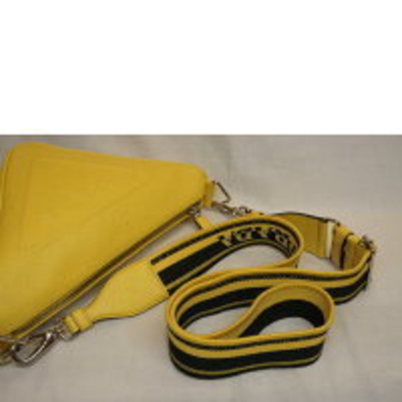 PRADA Triangle Shoulder Saffiano Leather Yellow - Picture 4 of 6